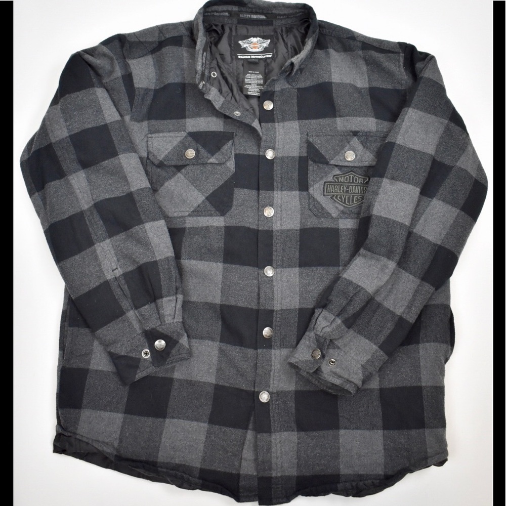 Harley Davidson Gray Quilted Flannel Mens Large